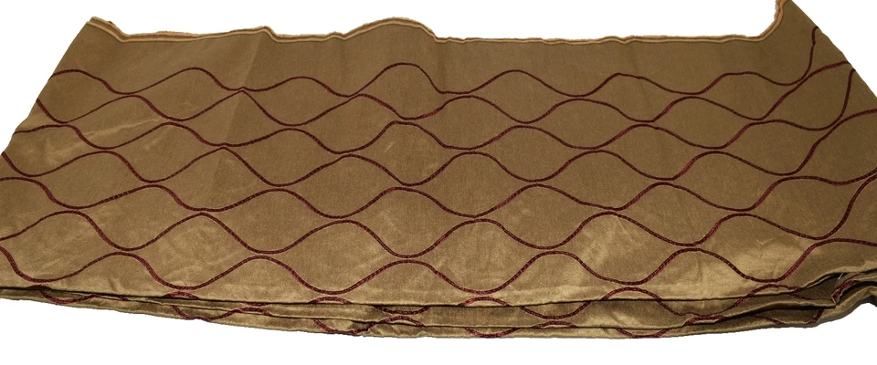 Vintage Golden Brown Geometric Swirled Embroidery Upholstery Fabric 55" x 4 yds - Image 2 of 3