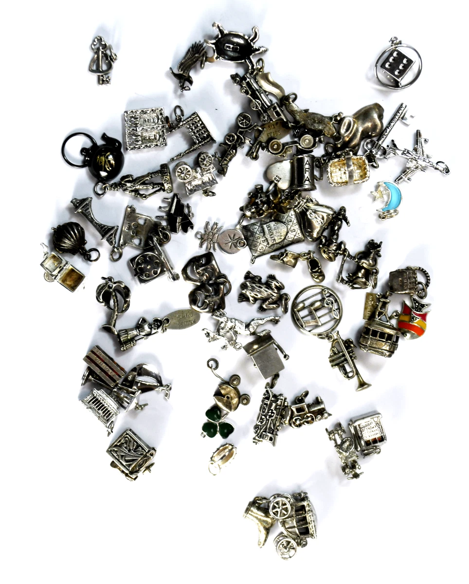 Lot of 59 Sterling Silver Charms Bell Sunwest Beau Danecraft Wells