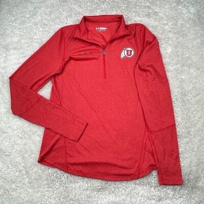 Utah Utes Shirt Womens Small Red Under Armour NCAA Performance Wicking Pullover