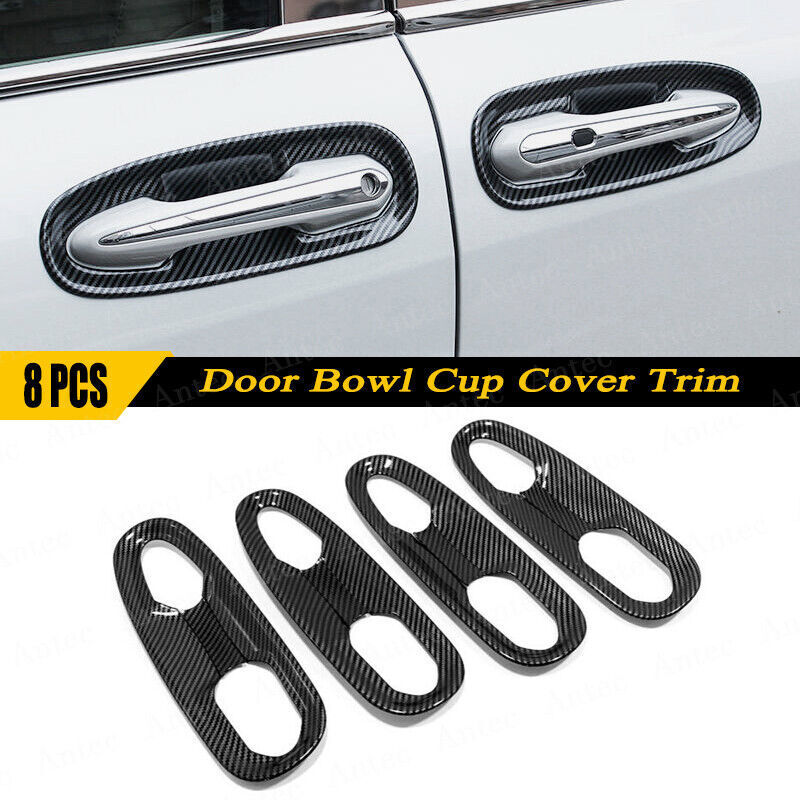 Carbon Fiber Look Door Bowl Cup Cover Trim Accessories For Toyota Sienna 2021-23
