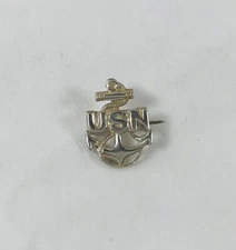 USN Sterling Silver Anchor Pin Anchor and Rope Pinback