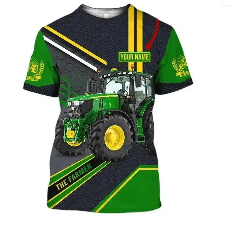Personalized Name 3D Tractor T-Shirt Men Summer