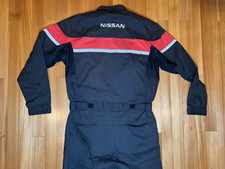 Vintage Nissan Japan Motorcycle Bike Mechanic Coveralls Black Red Jumpsuit L