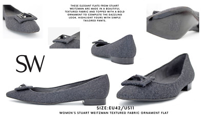 Women's Stuart Weitzman Textured Fabric Ornament Flat: Size:EU42/US11