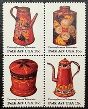 1979 Scott# 1775-1778 - 15¢ - Block of 4 - PENNSYLVANIA TOLEWARE - Mint NH