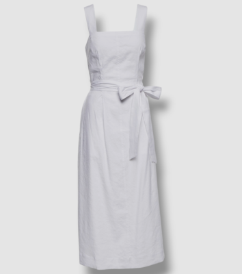 knee length dresses for ladies Square Neck Sleeveless Cream Midi Dress