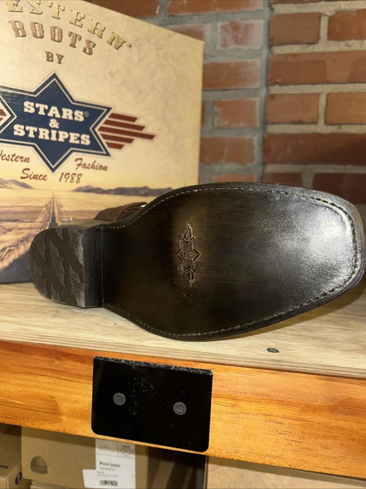 Nuevas Botas de Vaquero de Cuero Hechas a Mano Estrellas y Rayas México Cobre 9.5 Foto 3 de 4