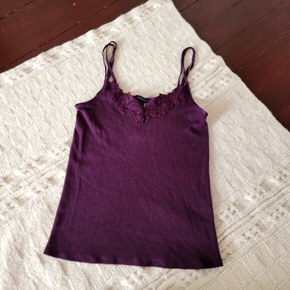 90s y2k Express Wool Silk Ribbed Knit Lace Accent Tank Top
