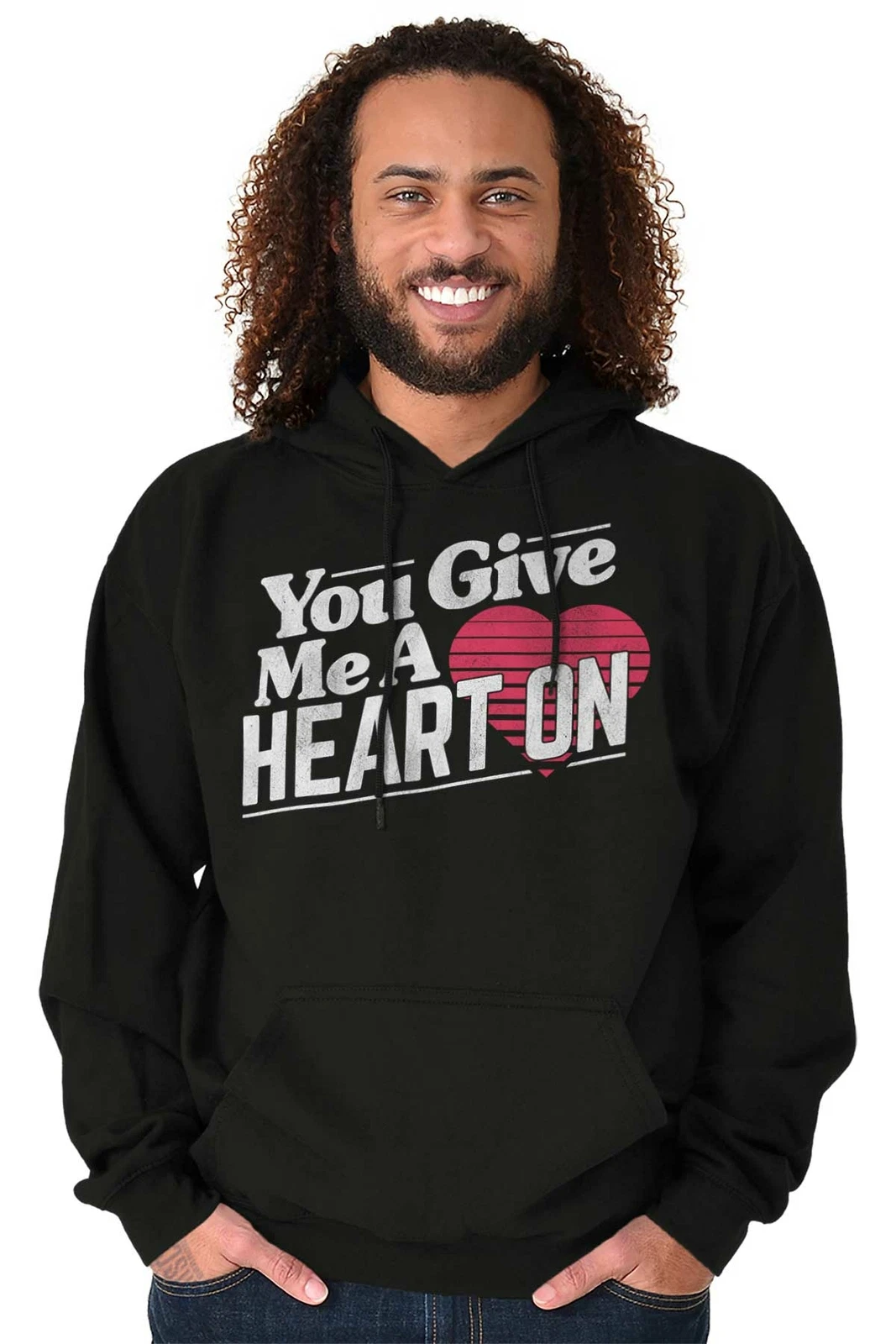 Felpa con cappuccio uomo divertente San Valentino mi dai un cuore