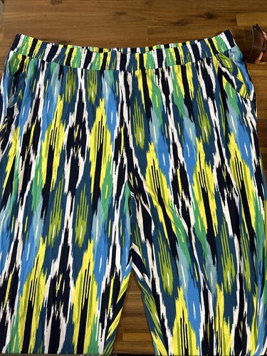 Women’s Iman global chic pants Multicolor Blue Green 2X New w Tags - Picture 2 of 12