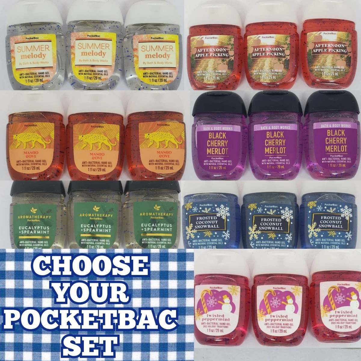 Bath Body Works Set of 3 PocketBacs 1 ounce each New Pick your Scent
