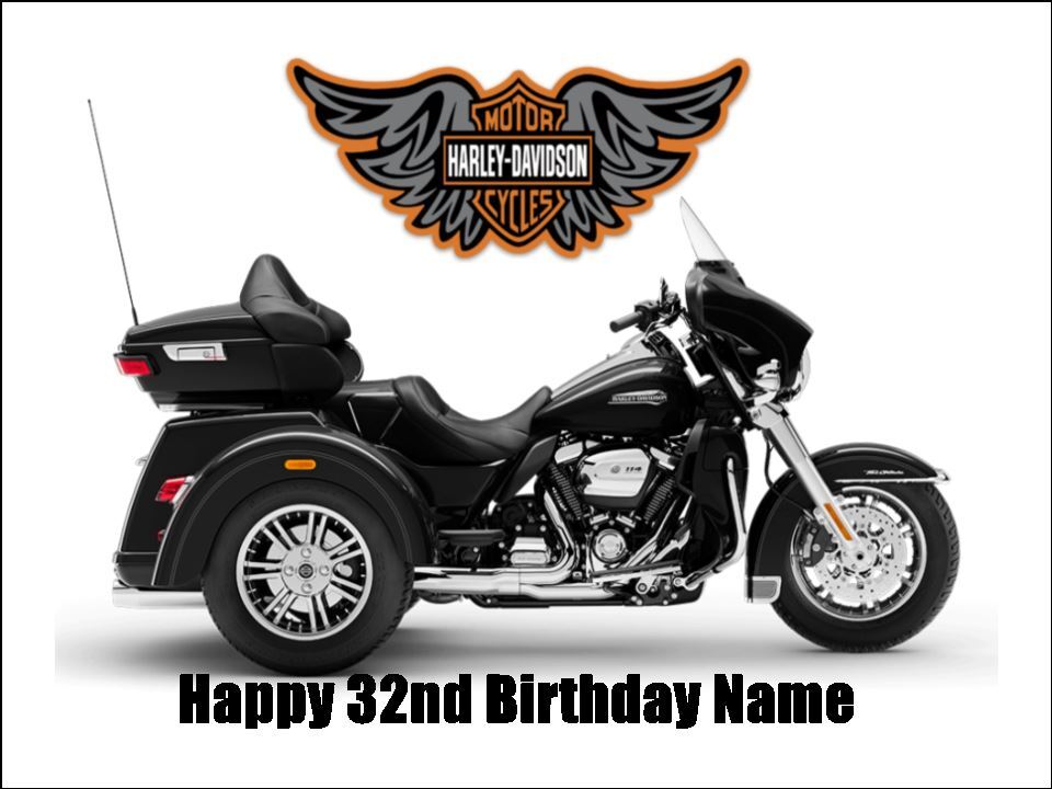 Harley Davidson Tri-Cycle Edible Cake Topper Icing Cake