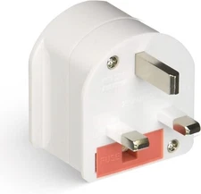 Ceptics GP-SA-UK South Africa to UK Grounded Plug Adapter 250V - Max 13A, White