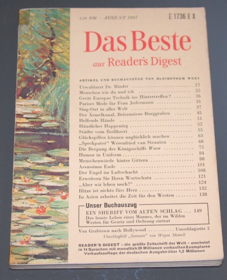 Das Beste Aus Reader's Digest Alte Ausgaben Verkaufen Monatsheft: DAS BESTE aus Readers Digest 08/1967 GUTER ZUSTAND | eBay