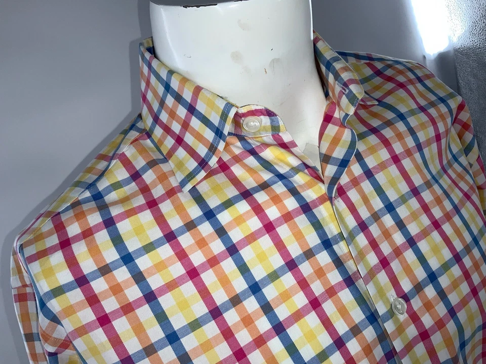 Camisa Thomas Rosa Mejor Sarga Botón Hombres M Rosa Azul Amarillo Guinga YGI A2-869 Foto 3 de 4