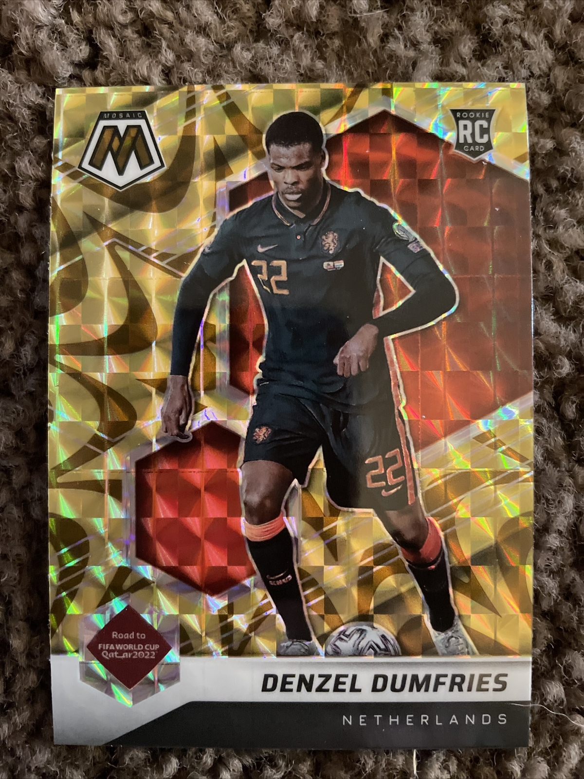 2022 Denzel Dumfries RC Gold Reactive Mosaic FIFA Road World Cup 171 Netherlands