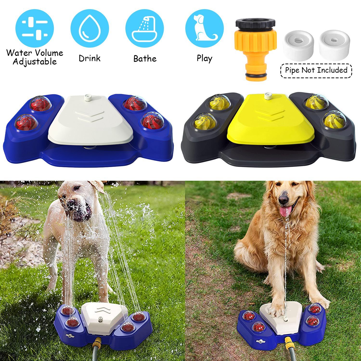 Outdoor Dog Fountain Step On Paw Activated Sprinkler Toy for Fresh