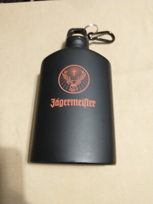 Jagermeister - Orange and Black - Aluminum Canteen Flask Bottle With Clip *NEW*