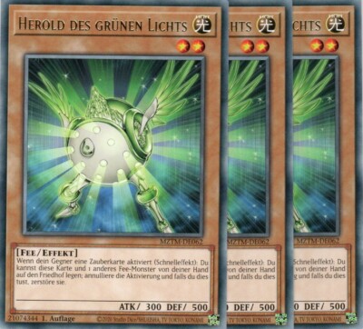 yugioh 3x Herald of the Green Light MZTM-EN062 RARE 1ST EDITION GERMAN