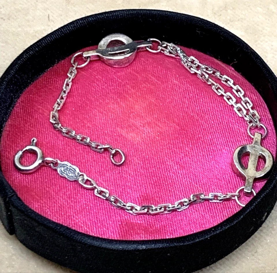 UNOAERRE BRACCIALE ARGENTO A MAGLIE RETTANGOLARI 925 ANNI 70 - Immagine 2 di 4