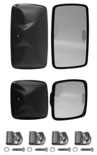 Velvac Black Plastic Mirror Kit 2) Convex  2) 6 x 10 Flat Head and 4  SS Clamps
