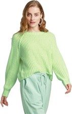 Wild Fable Women's Crewneck Raglan Pullover Sweater XS Bright Green