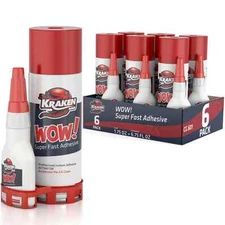 Kraken Bond WOW Super Fast CA Glue + Activator Spray 6 Pack (3.5oz + 13.5oz)