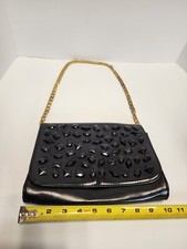 Vintage Joan Rivers Classic Sequin Black Purse Gold Chain Handles New Old Stock