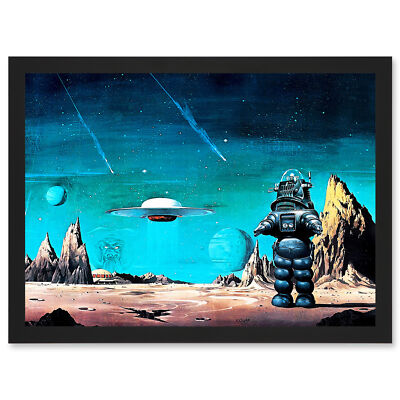 Film Film Robby Robot Forbidden Planet Space Stars Sci Fi A4 gerahmter Kunstdruck