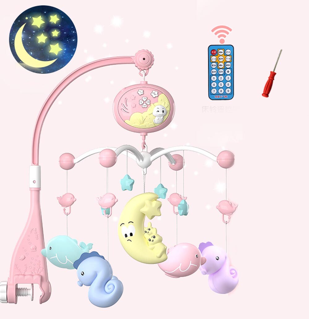 Baby Musical Crib Bed Cot Mobile Stars Dreams Light Flash Nusery