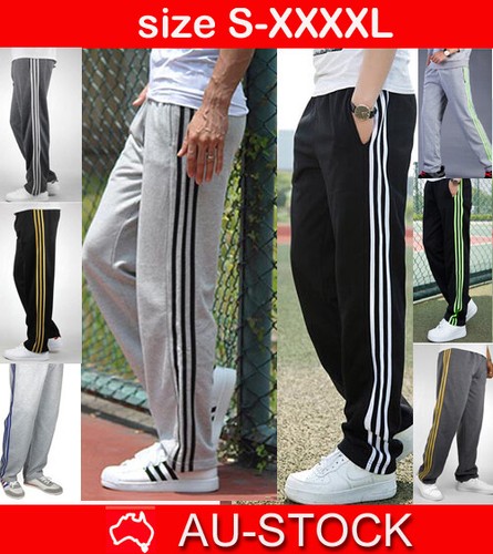 Mens Track Pants Gym Tracksuit Trousers 