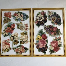 Mamelok Victorian Flower Bouquets 2 Die Cut 9 x 6 Embossed Sheets A89 A90 1994