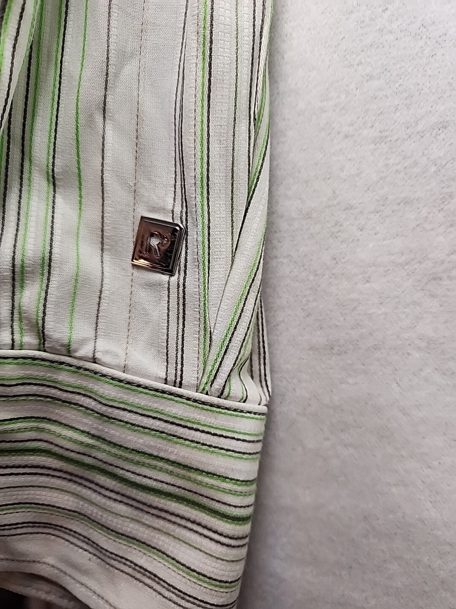 RocaWear Shirt Mens 3XL Long Sleeve Button Up Flip Cuffs Striped