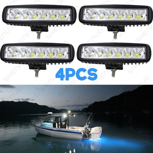 🔥 4Pcs 6inch Spreader Deck LED 18W Marine Lights Trunk Boat Driving