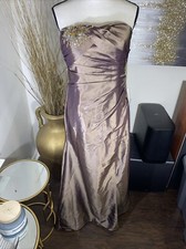 Night Moves BRONZE Mink Color Long Beaded Ball Gown Formal Dress Women’s Sz 14
