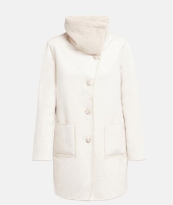 Joseph Ribkoff Coat Faux Fur Teddy Reversible Size L 42 NP 339 Euro Natural 