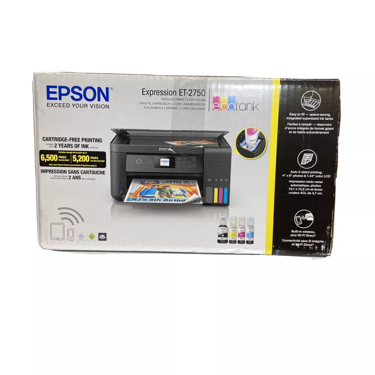 justere rigtig meget Render Epson ET-2750 Expression EcoTank Wireless Color All-in-One Printer Has  Scanner 10343936317 | eBay