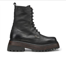 SCARPE ANFIBIO DONNA OXS SHOES BONNIE 1548 OXW154801 PELLE NERO ORIGINALE AI