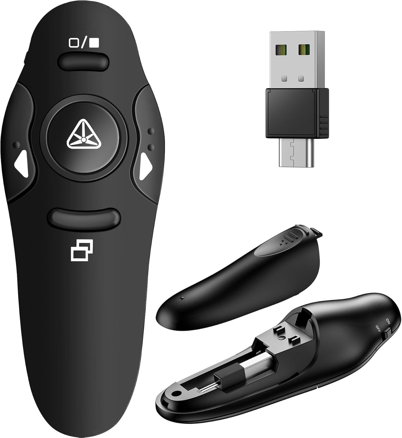 Presentation Remote Clicker, USB A & C Wireless Presenter for Black