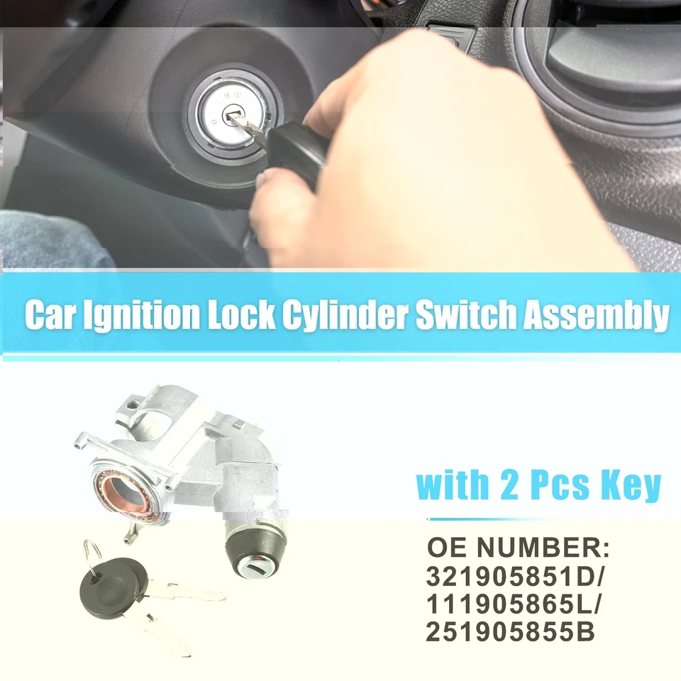 1 Juego Interruptor Cilindro Bloqueo Encendido Coche con Llaves para Audi 4000 Nº321905851D Foto 2 de 4
