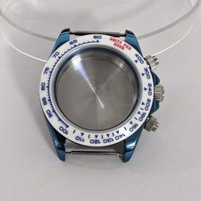 39MM Watch Case for VK63 Quartz VK63A Fine Steel Sapphire Glass PVD Blue Cases