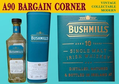 BUSHMILLS SINGLE MALT IRISH WHISKEY EMPTY 70cl BOTTLE & COLLECTORS DISPLAY TUBE