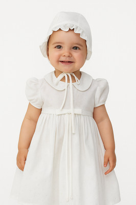 Baby Mädchen gesmoktes Taufkleid Taufe Kommunion weiß 2-teiliges Kleid Set
