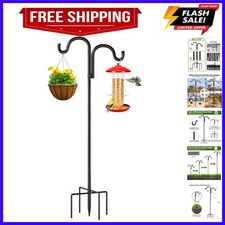 Double Shepherds Hooks for Outdoor,92" Heavy Duty Bird Feeder Pole with 5 Pro...