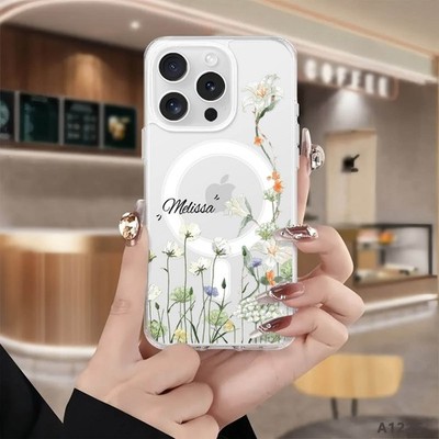 Floral Printed Custom Case For iPhone 17 16 15 Pro Max 14 13 Magsafe Phone Cover