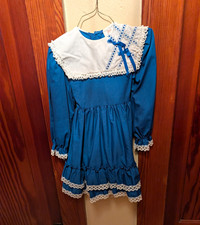 Jill Lynn Girls Blue A-Line Dress White Lace Collar Long Sleeve Knee 6x