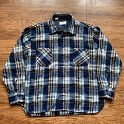 Arrow Plaid Button Down Men's XL Blue Long Sleeve Flannel