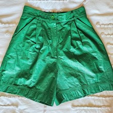 Vintage 90s High Waisted Green Leather Shorts Women's XS Or S