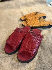 2 pairs Brand X Huarache Ronn Simpson slip-on sandals 7.5, brown & burgundy