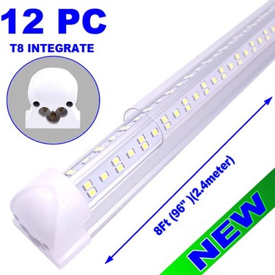 144W 8ft LED Tube Light Bulbs V-Shaped LED Shop Light Fixture 6500K Daylight×12P